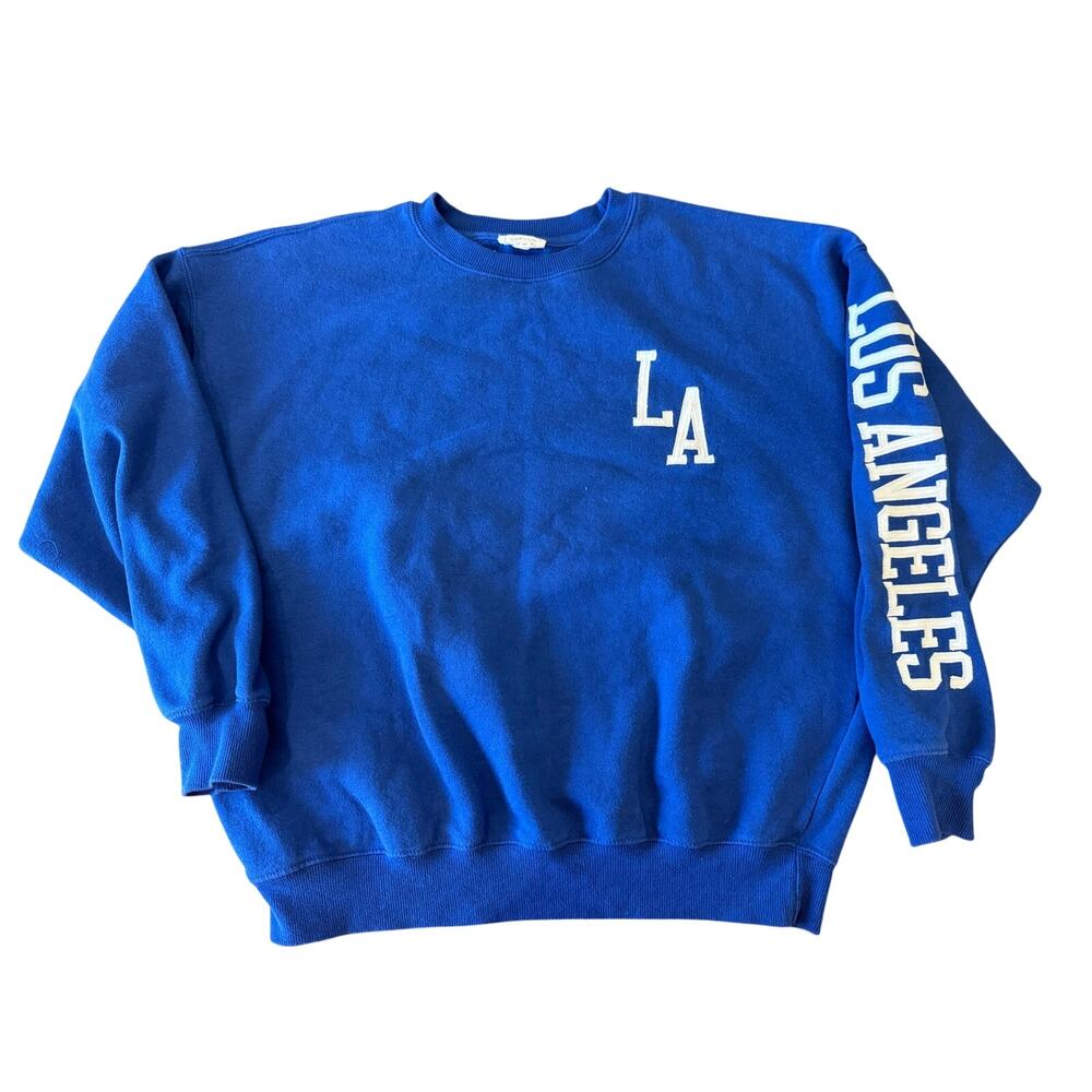 LA Los Angeles Blue Embroidered Crew Neck Sweatshirt Reflex S
